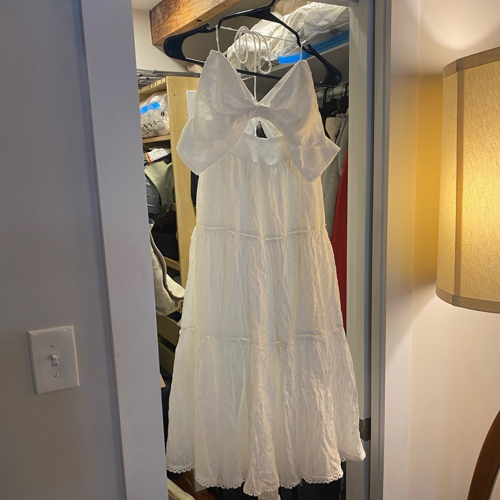 Vici Frederica Cotton Tiered Midi Dress - White - Small - NWT - Picture 3 of 8